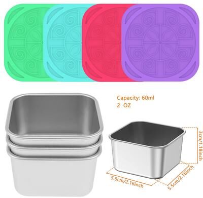 Inspired Finds 4 Piece Stainless Steel Snack Container Set With Leakproof Silicone Lids For Dressings, Dips & Meal Prep green teal red purple