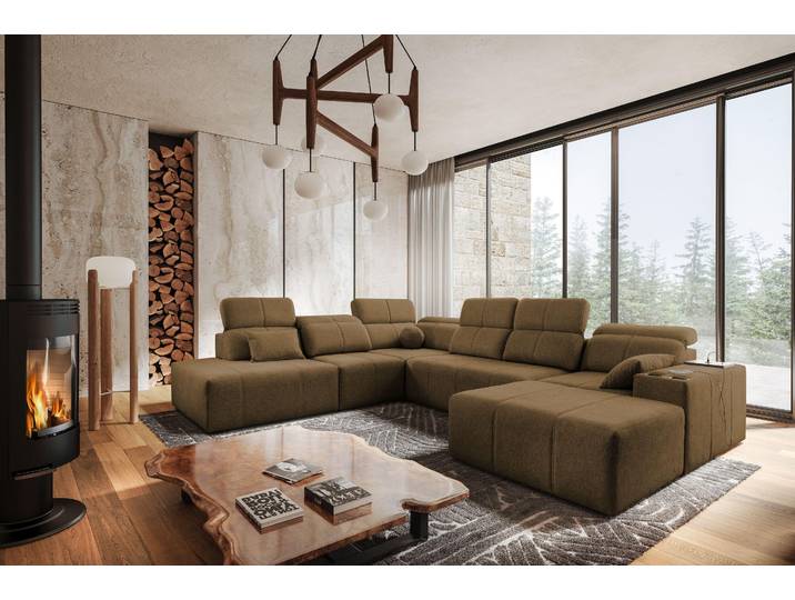 Kaiser Möbel Ecksofa multifunktional Mindy X, Stoff Quelle Braun Rechts