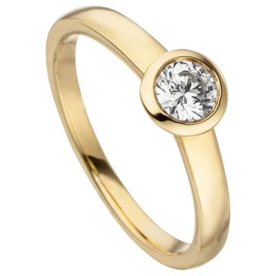 Diamantring JOBO "Ring Goldring Solitär" Gr. 60, gelbgold 585, Fingerringe, Damen, 60, SI = kleine Einschlüsse, Diamanten Gelbgold 585, Diamanten, Gelbgold 585, Diamantring, 585 Gold mit Diamant Brillant 0,15 ct.