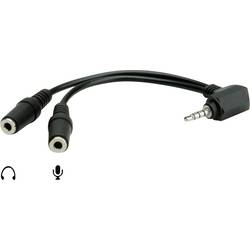 ROLINE 3,5mm Adapter 4polig (Mikrofon+Lautsprecher), schwarz, 15 cm 11.09.4441