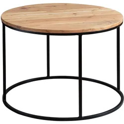 COUCHTISCH Akazie Massivholz Metall 60x43x60 cm, Rundes Design, Kompakt