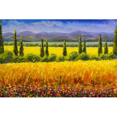 Fototapete PAPERMOON "Landschaft Gemälde", bunt, B:4m L:2,6m, Vlies, Tapeten