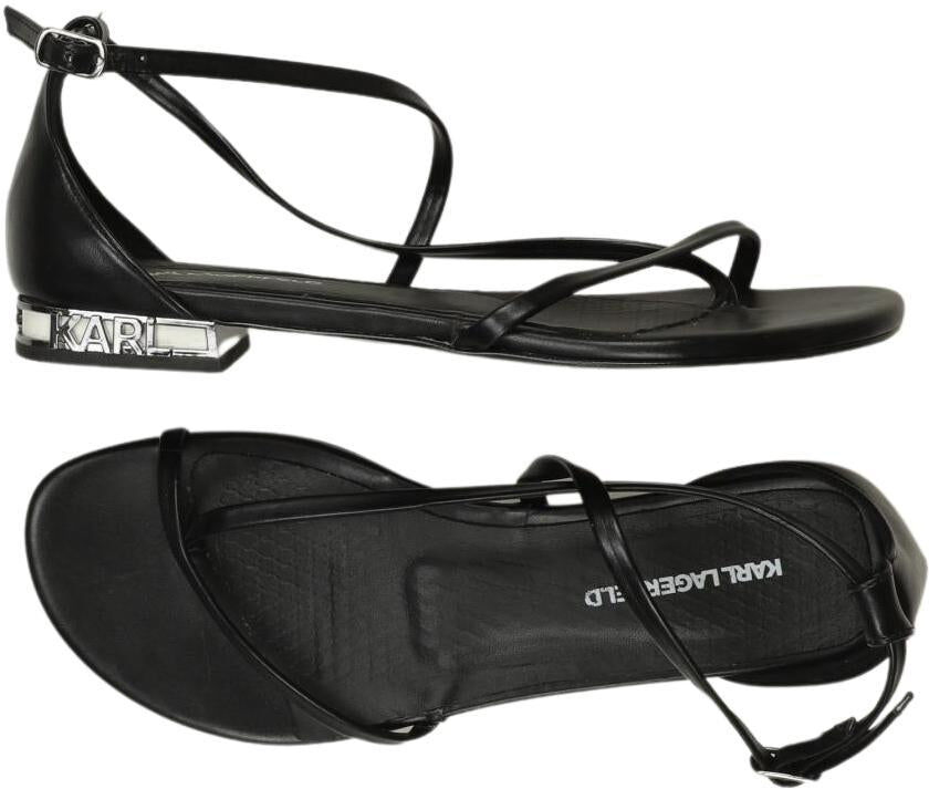 Karl by Karl Lagerfeld Damen Sandalen, Schwarz, Gr. EU 37, Kunstleder - Second Hand