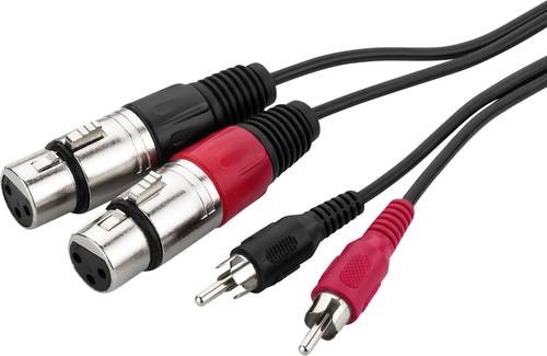 Monacor 0069030 XLR / Cinch Audio Verbindungskabel [2x XLR-Buchse - 2x Cinch-Stecker] 1m Schwarz