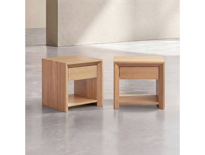 HABITAT - Lot de 2 tables de chevet 1 tiroir en chêne - Naturel - Rafael