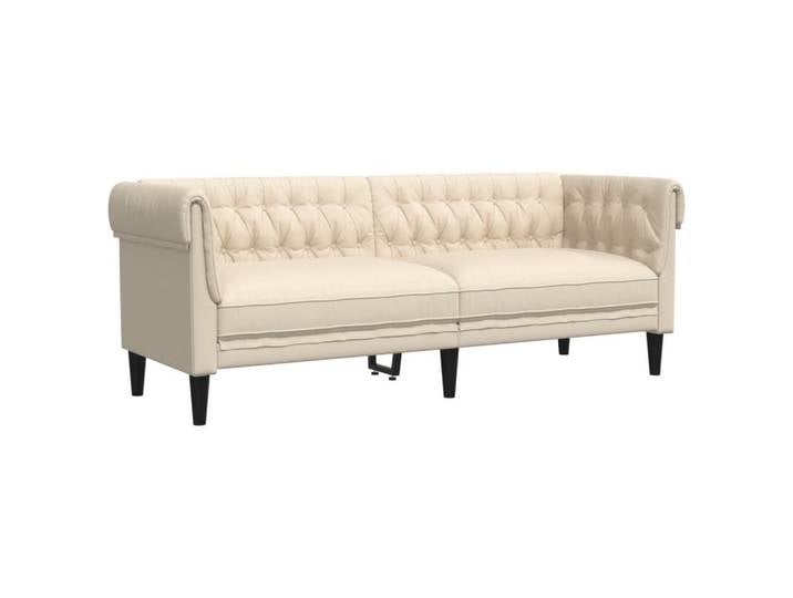 vidaXL Chesterfield-Sofa, Chesterfield-Sofa 3-Sitzer Creme Stoff