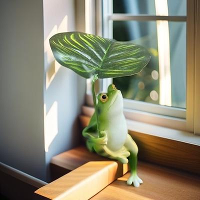 realistische Froschfigur auf Blatt, künstliche Froschdekoration für Aquarium, Teich, Miniatur-Gartenlandschaft, Haus- und Balkondekoration für die Terrasse