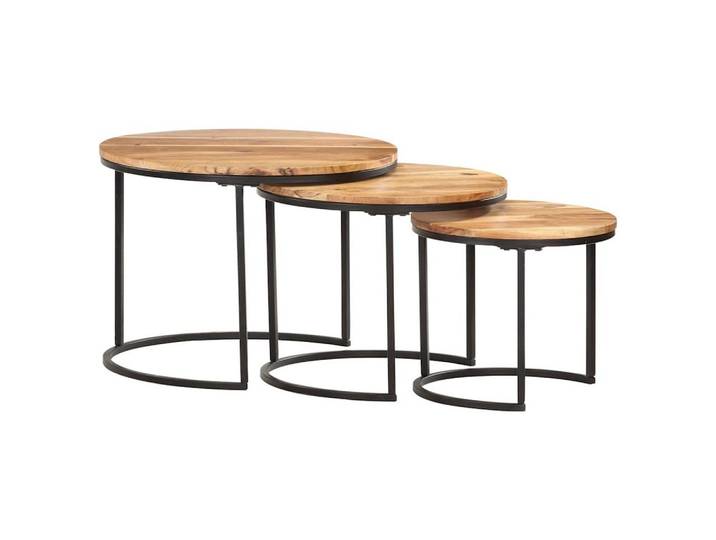vidaXL Couchtisch vidaXL Satztische 3 Stk. Massivholz Akazie