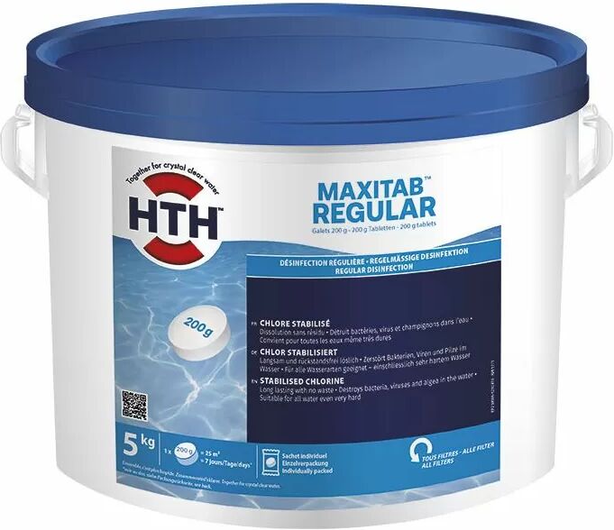 HTH Maxitab regular - chlore lent - Seau de 5 kg