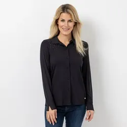 EVA LUTZ Jerseybluse Lea Strass-Details mit ECOVERO figurumspielend