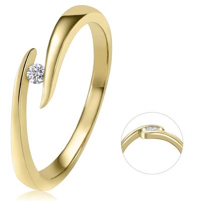 Diamantring ONE ELEMENT "0,05 ct Diamant Brillant Spannfassung Ring" Gr. 60, gold, Fingerringe, Damen, 60, 0,05, Diamanten Gelbgold 585 Gold, Diamanten, Gelbgold 585, Gold, Diamantring, Klassisch & stilvoll – ein Begleiter für viele Anlässe