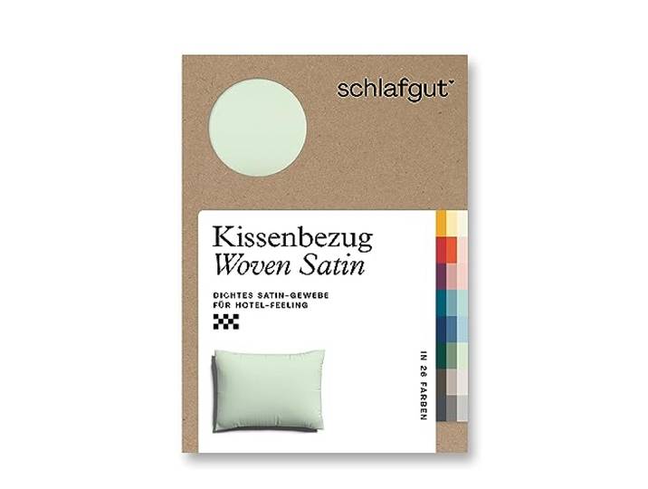 schlafgut Woven Satin Kissenbezug 60x80cm Green Light, Hotelqualität seidig