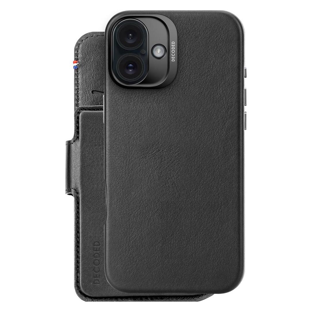 Decoded Leather Detachable Wallet MagSafe Case with Wallet for iPhone 16 Plus - Black (Apple iPhone 16 Plus) (D25IPO16PLDW5BK-0)