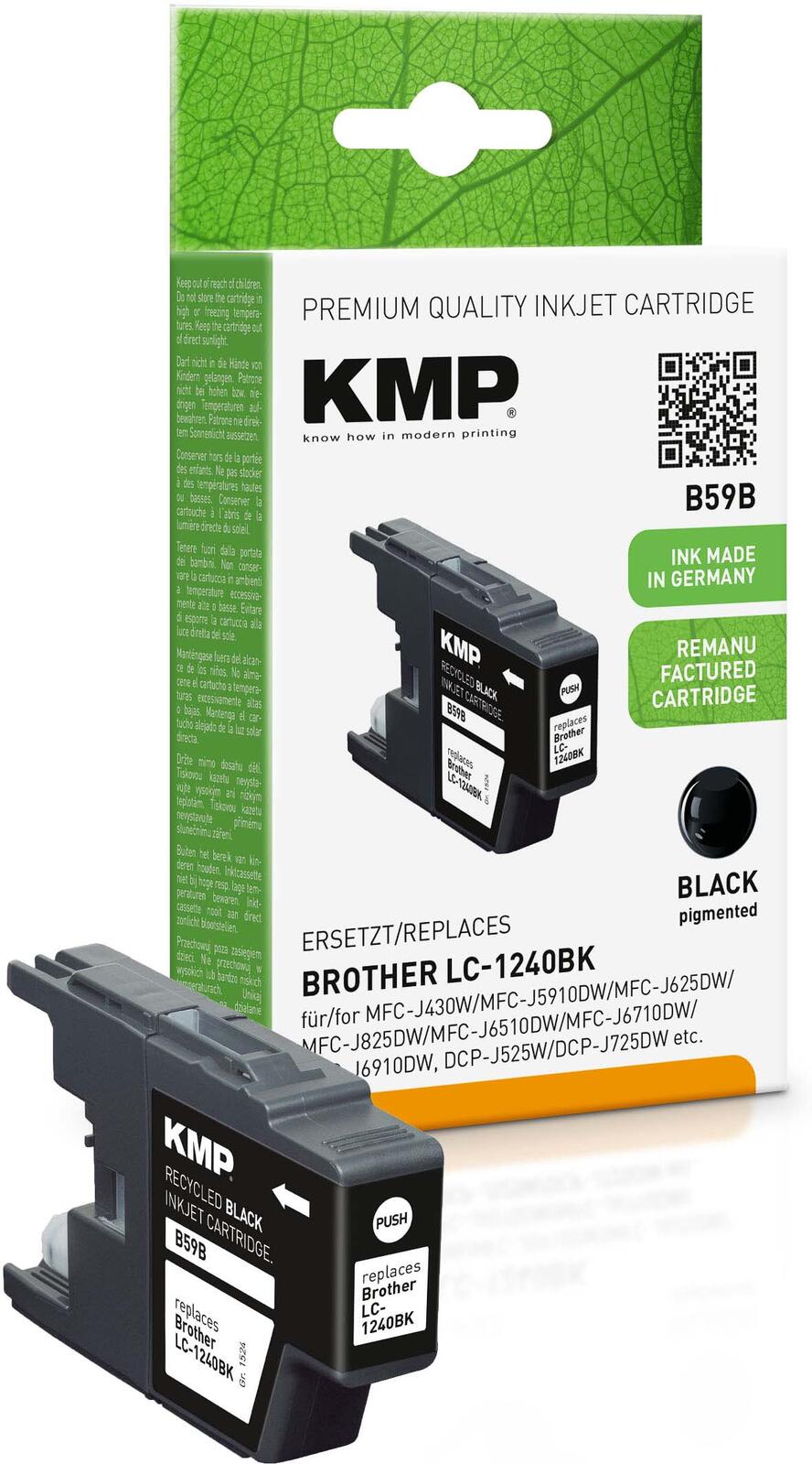 KMP Druckerpatrone B59B schwarz kompatibel zu brother LC-1240BK 1524,4801