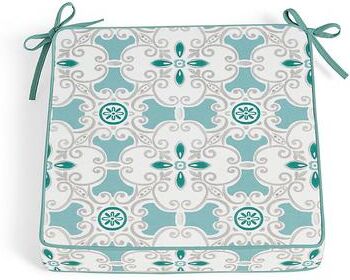 "17"" X 17"" Replacement Seat Cushion - Piped, Piped/Medallion Aquatic - Grandin Road"