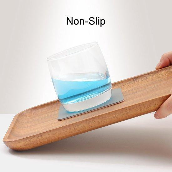 Ibenzoa 12-delige set vierkante glazen onderzetters met houder, 10 cm