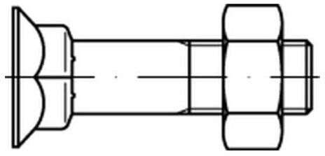 DIN 608 Senkkopfschraube M10x60 Stahl 8.8 blank m. Nase u. Mutter ; Industrial Quality Supplies (006088000100060)