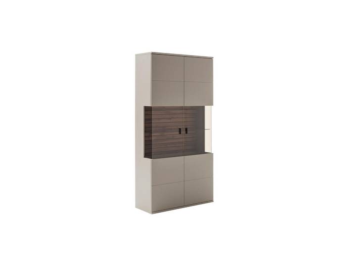 Livetastic Vitrine, Basalt, 5 Fächer, 100x199x37 cm, Wohnzimmer, Wohnwände, Vitrinenschränke