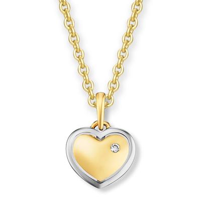 Kette mit Anhänger ONE ELEMENT "0.01 ct Diamant Brillant Herz Anhänger aus 585 Gelbgold", gold, Halsketten, Damen, 0,01, Diamanten Gelbgold 585 Gold, Diamanten, Gelbgold 585, Gold, Sorgfältig gefertigt – zarte Diamantakzente mit besonderer Strahlkraft