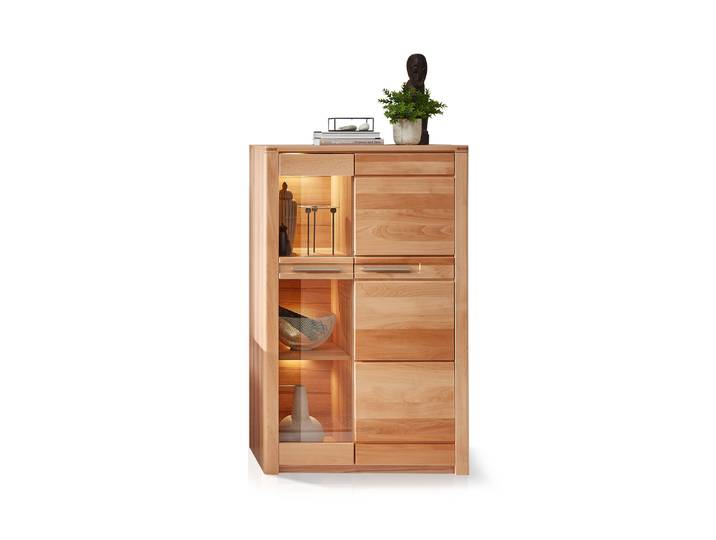 NESTOR ONE Vitrine niedrig, Material Teilmassiv, Kernbuche