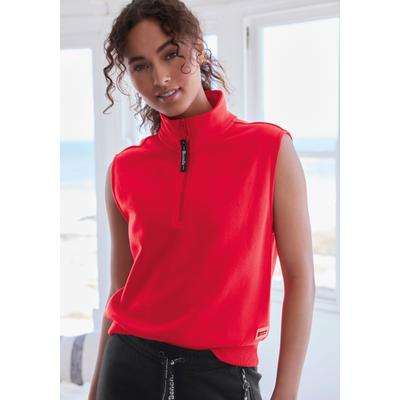 Sweatshirt BENCH. LOUNGEWEAR, Damen, Gr. 36/38, rot, Sweatware, Obermaterial: 60% Baumwolle, 40% Polyester, unifarben, lässig geschnitten hüftlang, elastischer Bund, Sweatshirts Sweatshirt, mit Reißverschluss am Stehkragen, Loungewear