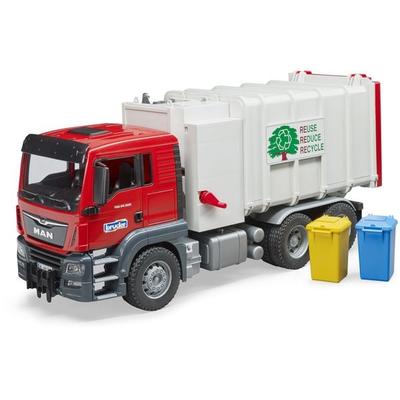 bruder 03761 MAN TGS Seitenlader Müll-LKW und 2 Mülltonnen