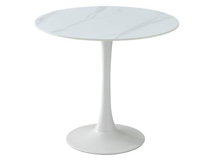 möbelando Esstisch Josh – Runder Keramik-Esstisch Ø 90 cm, weiß marmoriert, Metallgestell, pflegeleicht & modern – ideal für Küche & Esszimmer