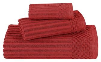 Blue Nile Mills Modern Ribbed Cotton Quick-Dry 3 Piece Towel Set