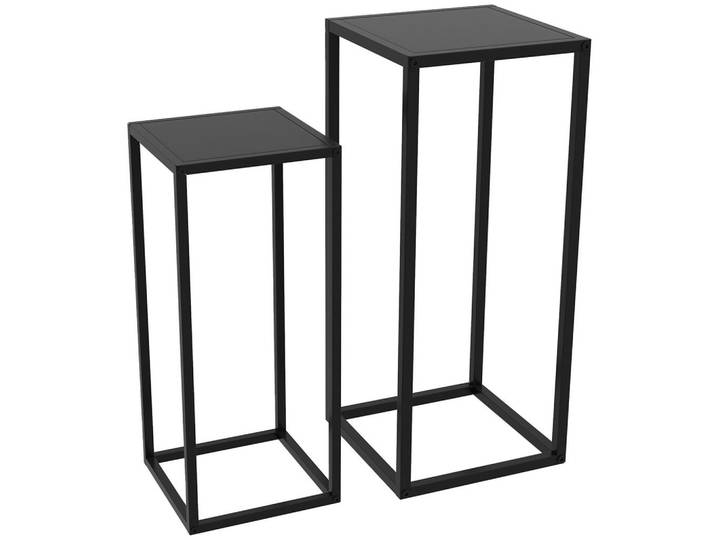 Outsunny Blumenständer 2er Set Stahl Schwarz, Metall, 31x65x31 cm, Wohnzimmer, Wohnzimmertische, Blumenständer