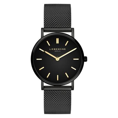 Quarzuhr LIEBESKIND BERLIN "Pure Elegance", schwarz (schwarz, schwarz), Armbanduhren, Damen, schwarz, Quarzuhr, Armbanduhr, Damenuhr, Edelstahlarmband, analog
