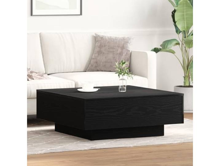 HEFZGDB Couchtisch Schwarz Eiche 80x80x31 cm Holzwerkstoff Moderner Quadratischer Tisch mit Mattem Finish und Robuster Stabilität für Wohnzimmer