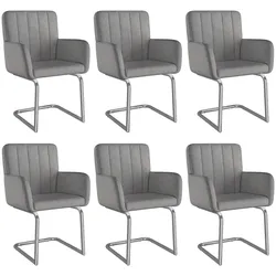 STILVORA Esszimmerstuhl Kunstleder Grau mit Metallgestell, ergonomisch, 6er-Set