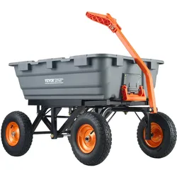 VEVOR Transportwagen, Gartenkarre mit leicht zu montierendem Stahlrahmen, Gartenwagen mit umwandelbarem 2-in-1-Griff, Mehrzweck-Schubkarre mit 680 Tragfähigekit, ca. 33 cm Reifen