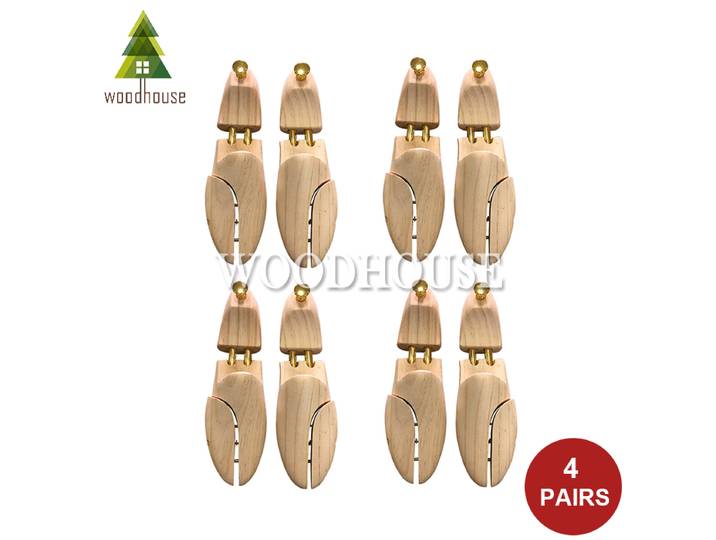 Lot de 4 arbres à chaussures pour hommes et femmes, arbres à chaussures réglables en bois de pin