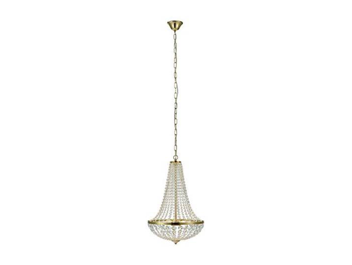 Grand Lustre Baroque avec Pampilles en Verre et Métal\, Jaune et Transparent