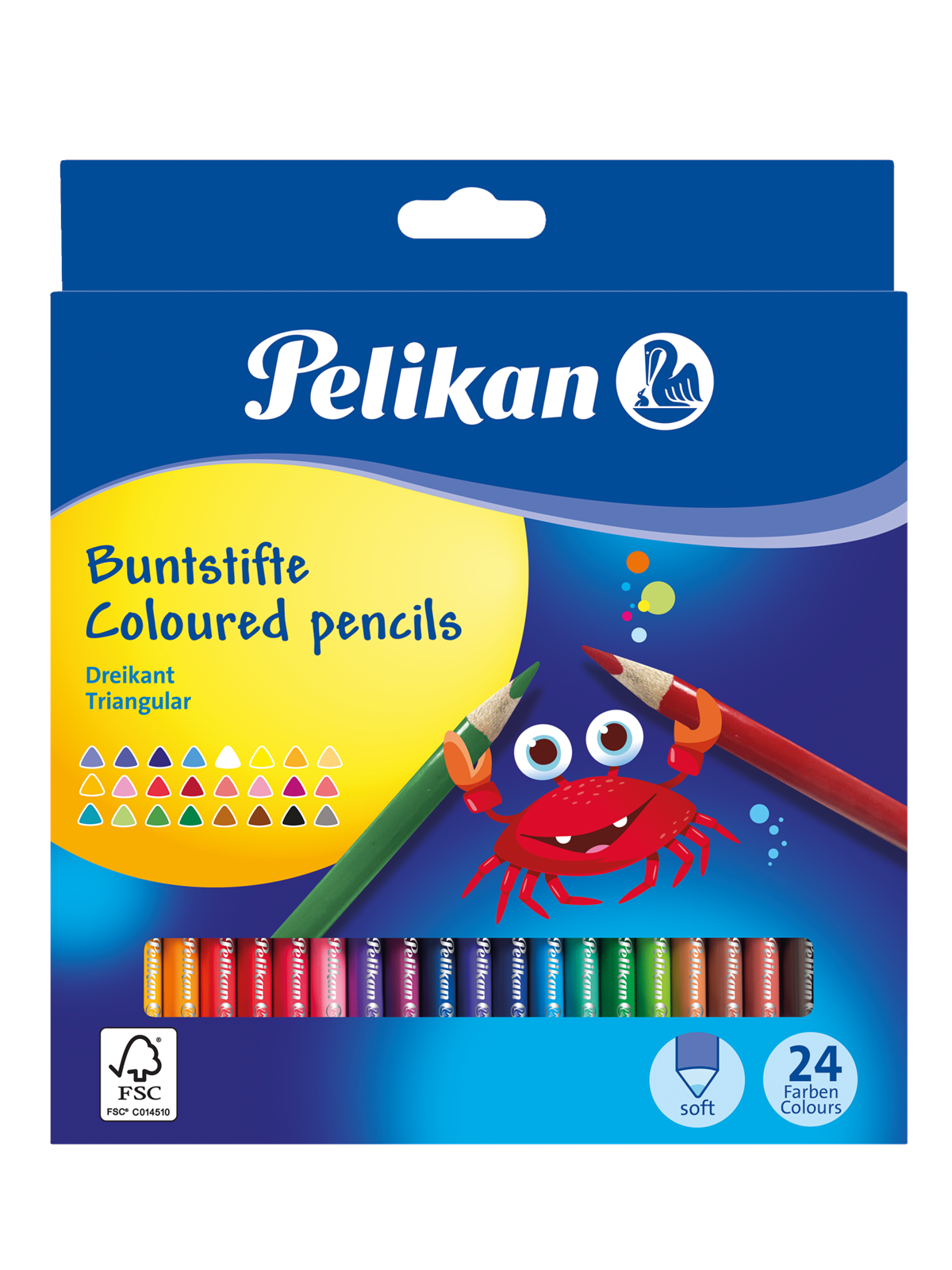 Pelikan Buntstifte Set, dreieckig, 24 Farben