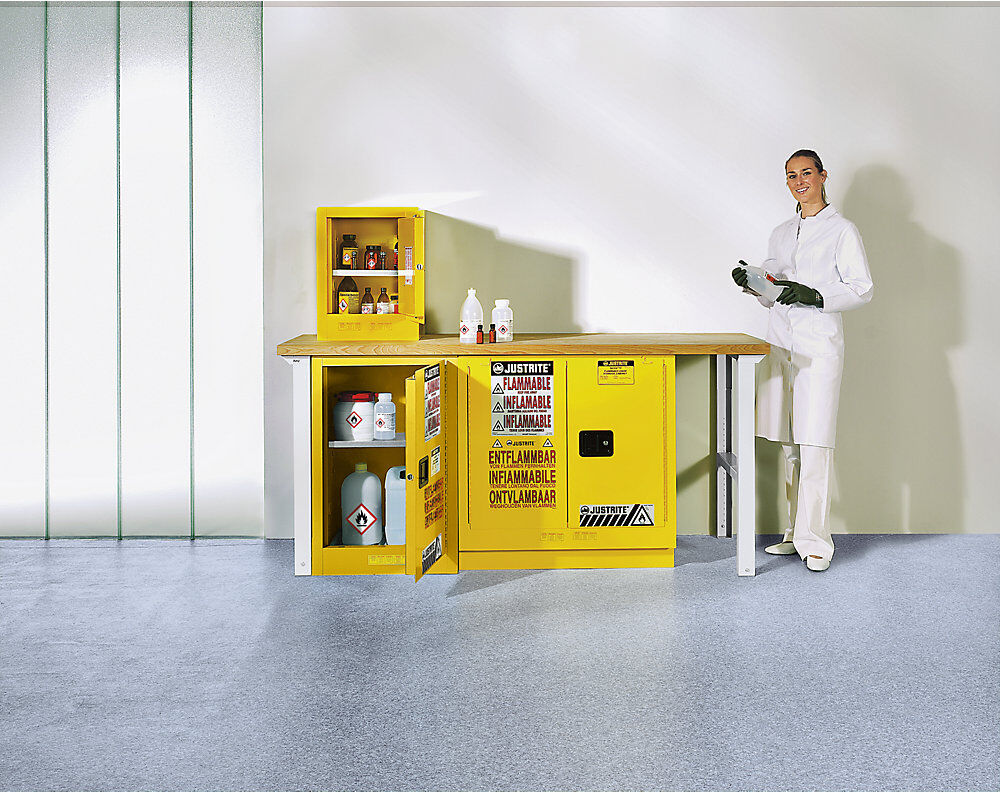 FM-Sicherheits-Kleinschrank, Tischschrank, eintürig, manuell schließend, gelb Justrite