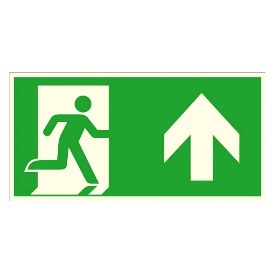 Wolk Fluchtwegschild Aluminium Notausgang rechts aufwärts geradeaus SafetyMarking 15 (15.A1050)