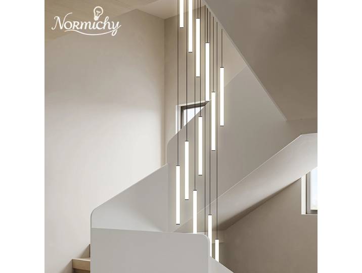 Escalier nordique LED longs lustres minimaliste Duplex grenier salon cuisine pendentif lumières décoration de la maison plafond lustre