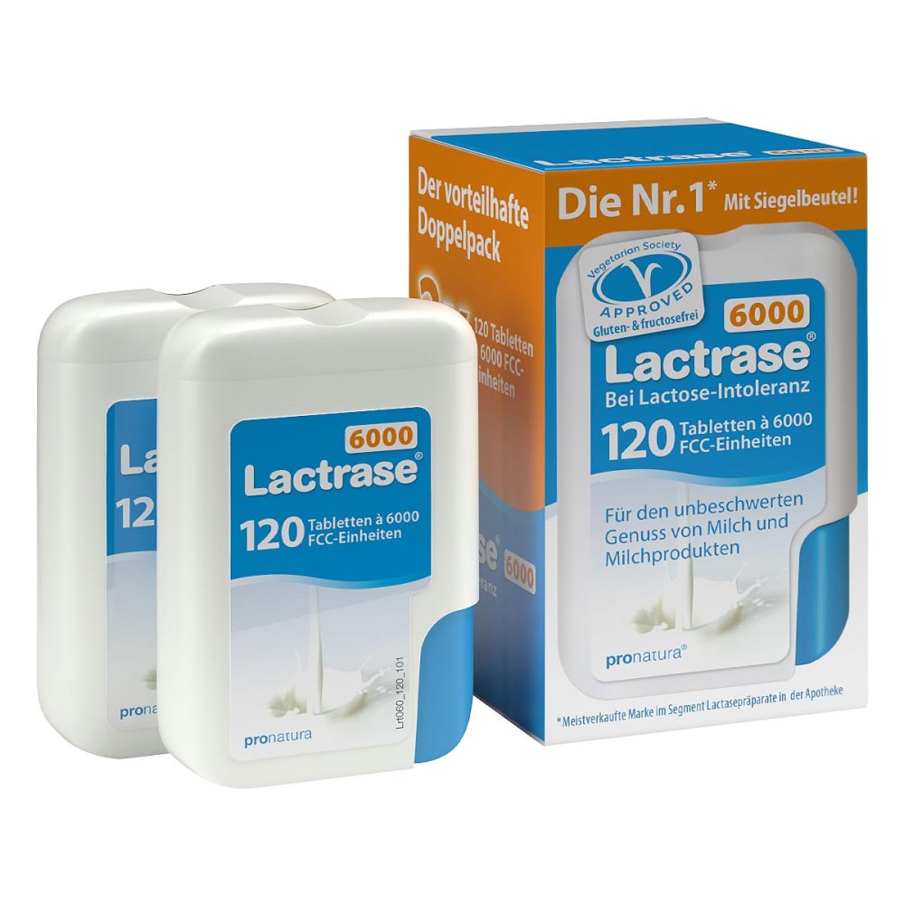 Pro Natura Gesellschaft für gesunde Ernährung mbH Lactrase 6.000 Fcc Tbl.im Klickspender Doppelpack 10950145