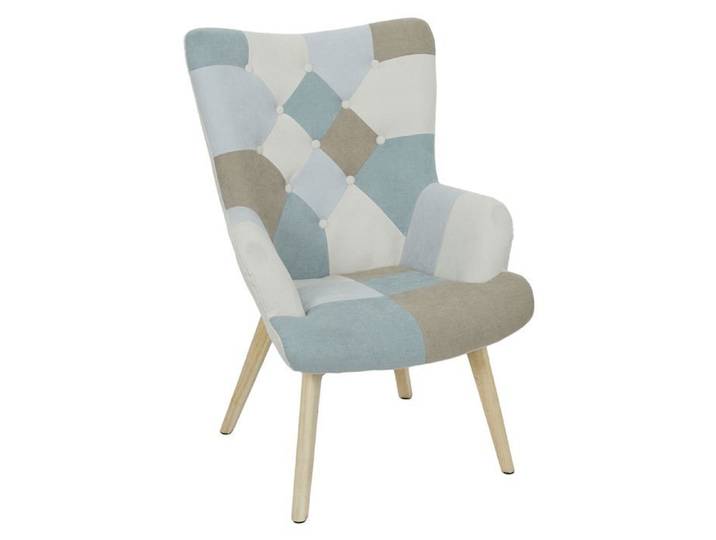 Toilinux - Fauteuil Helsinki Patchwork - Bleu