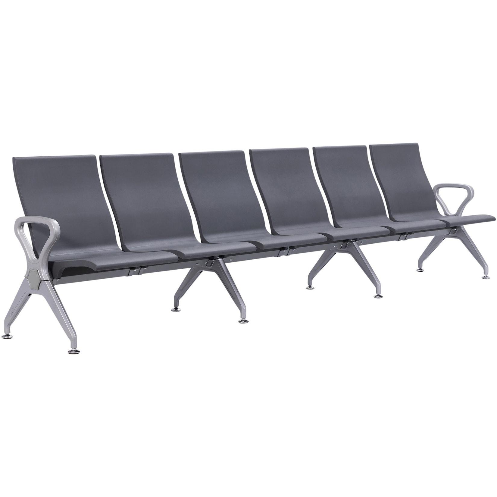 CLP Wartebank Airport-Stil Ermin, Sitzbank Flur mit Lehne, ergonomische Sitzschalen, Wartestühle mit robustem Alu-Gestell, bis 150 kg je Sitz