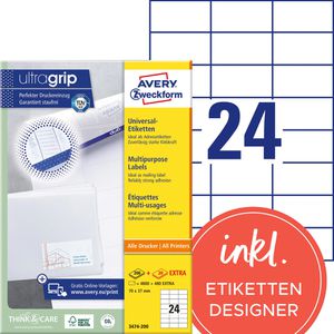 Zweckform 3474-200 Avery Etiketten 70 x 37mm weiß