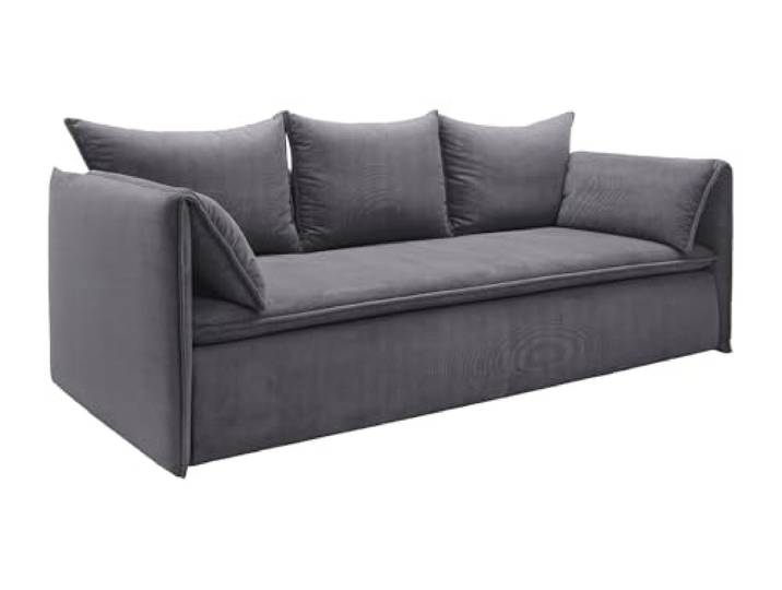 Vente-unique - Schlafsofa 3 Personen Teodora - Samt Blau Robustes Metallgestell Verstellbare Armlehnen Abnehmbarer Bezug