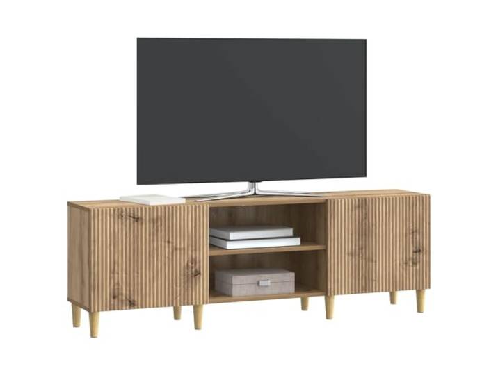 GKHPYURE TV-Schrank Eiche Handwerk 150 x 31 x 50 cm Technisches Holz, 2 Scharniertüren 90°, verjüngte Beine, Plattenregal, 60 kg