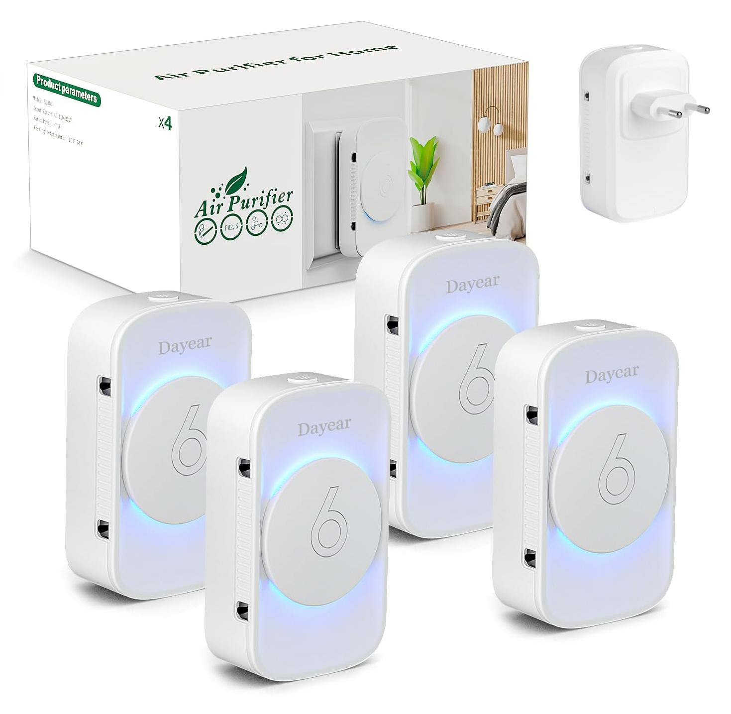Selius Plug-in Ionisator Luchtreiniger met 3 LED Lichtmodi