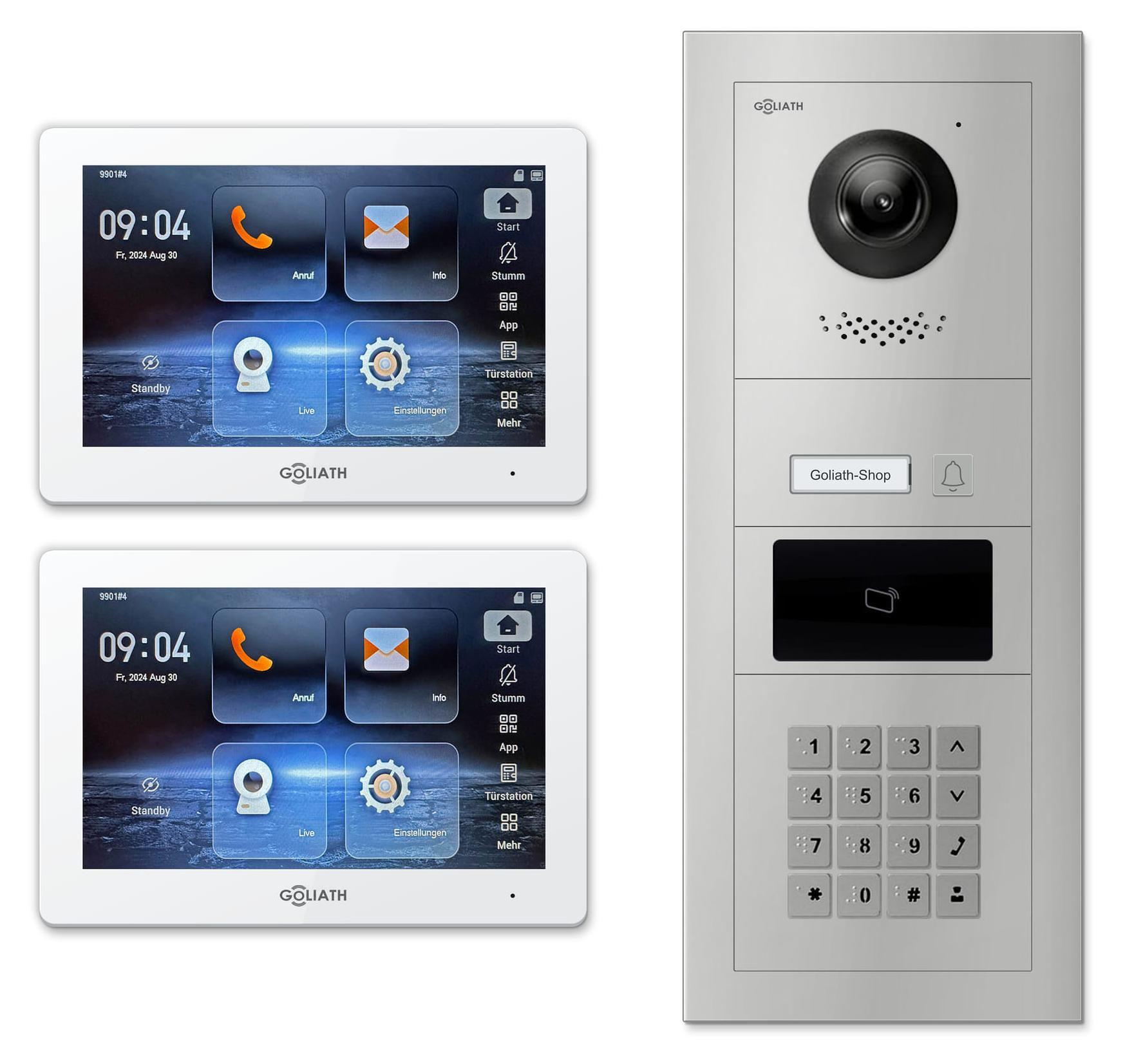 Goliath Premium IP GL-IPH156.2 Video-Türsprechanlage, 1 Familie, 2× 7 Zoll Weiß, Silber, Aufputz