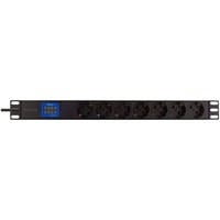 BlueWalker Powerwalker PDU LC-16A 7x CEE 7/3, Stromversorgung schwarz, 1 Höheneinheit (IEC C20 Input)