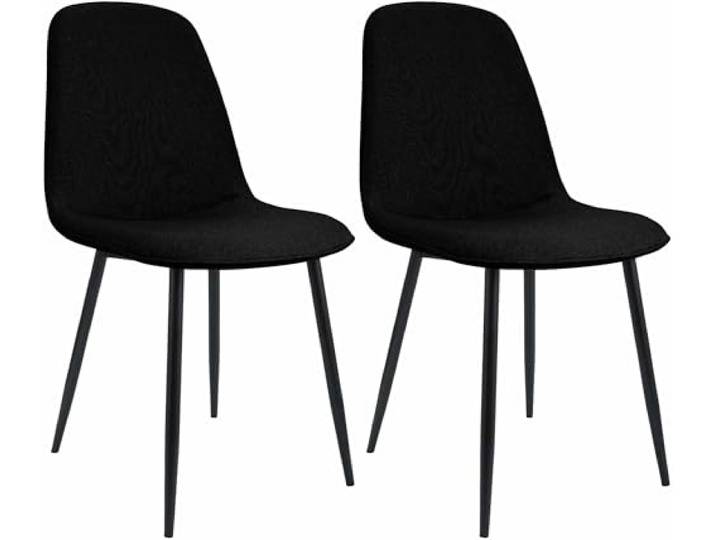 CLP Esszimmerstuhl 2er Set gepolstert Maryam, Küchenstuhl mit Rückenlehne und schwarzem Metallgestell, bis 150 kg belastbar Farbe schwarz Material Stoff