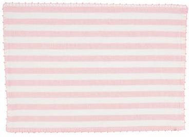 Saro Lifestyle Classic Striped Whipstitch Pom Pom Placemat (Set of 4)